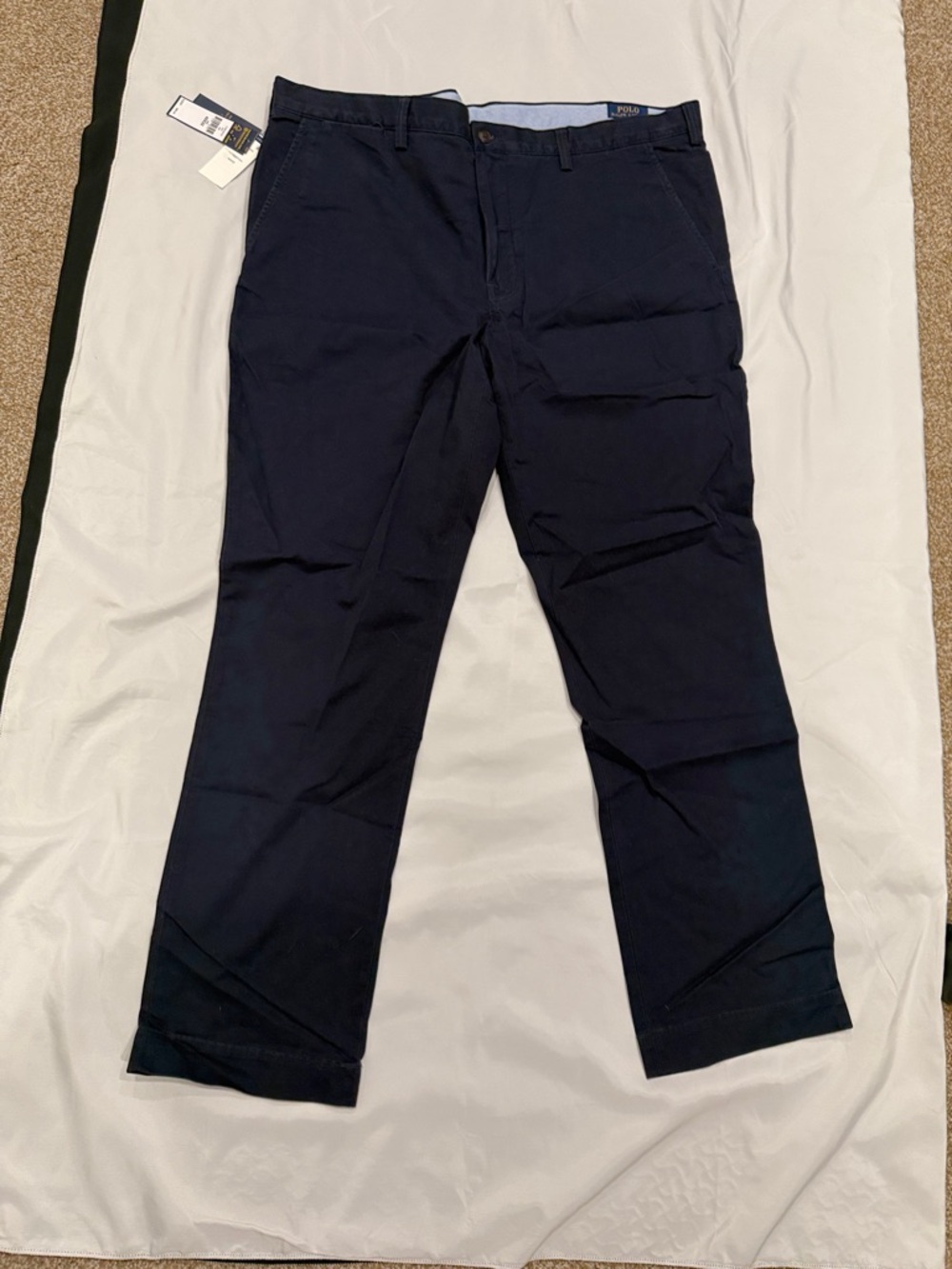 NWT Polo by Ralph Lauren Men's Stretch Straight Dark Navy Chino Pants—40x32 - Picture 7 of 10